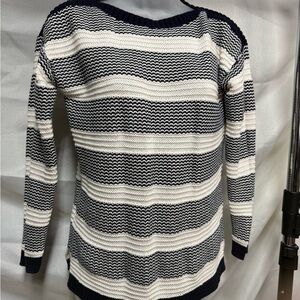Talbots Navy and Cream Striped Sweater